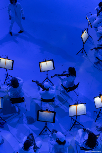 Orchestra in blue light
